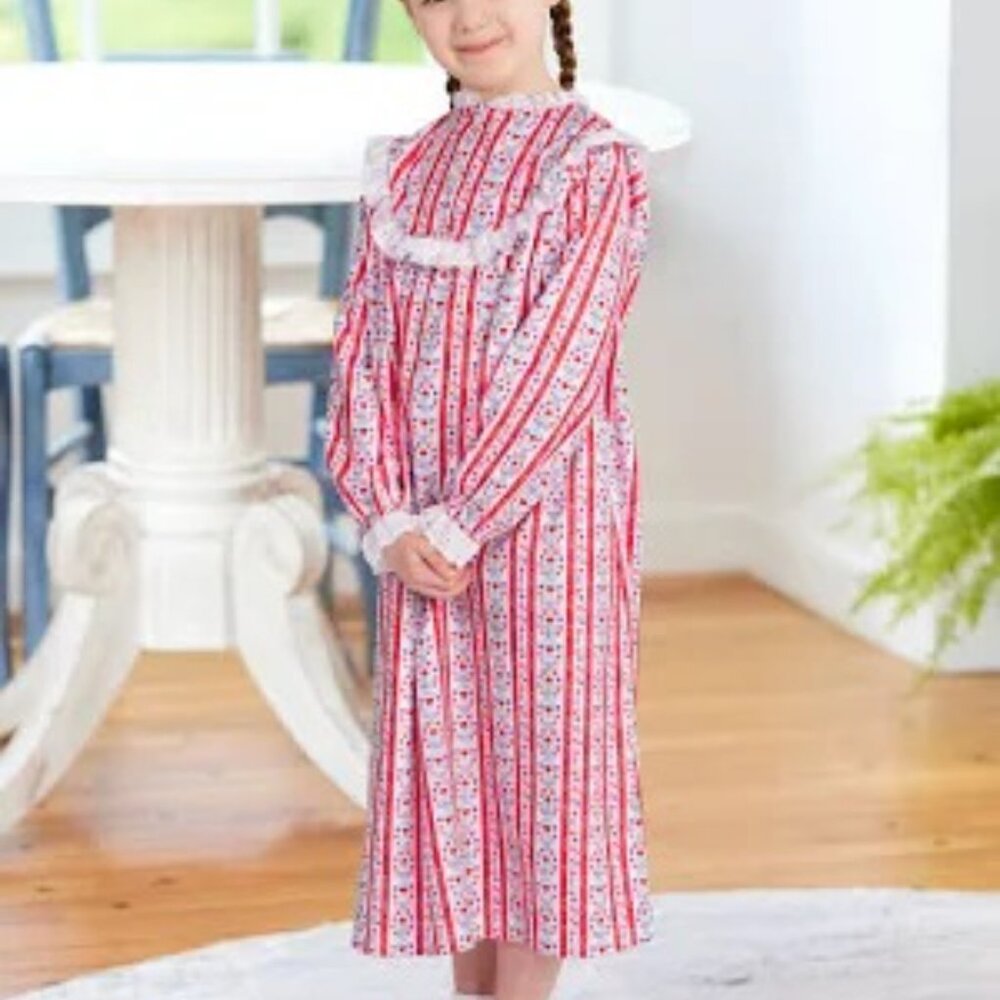 Lanz of Salzburg Girls Nightgown Tyrolean Red Heart Floral Size X Large 14/16 - Picture 11 of 11